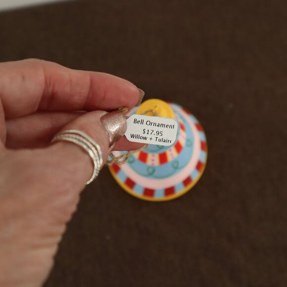 Hand-Painted Bell Ornament Yellow Christmas Holiday Decor Seasonal Festive NWT - Picture 7 of 8